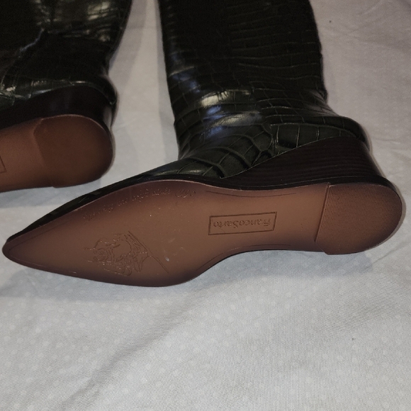 Franco Sarto Green Wedge Boots with Croc Texture - Picture 7 of 10